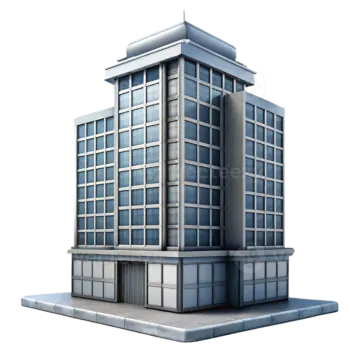 an office building on a white background