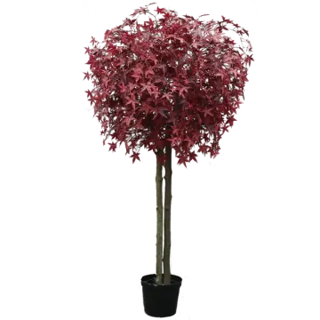 a red tree in a black pot