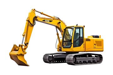 a yellow construction vehicle with a white background