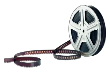 a reel of film on a white background