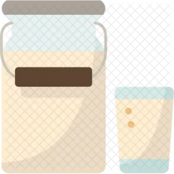 a jar of milk and a glass
