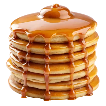 a stack of pancakes with syrup on top