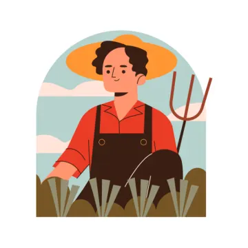 an illustration of a farmer in a field