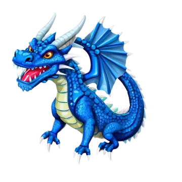 a blue dragon with its mouth open