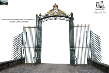 an iron gate with a gold crown on it