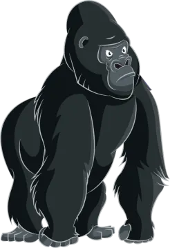 a gorilla sitting on the ground