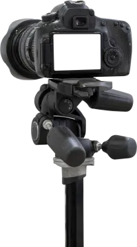 a camera with a tripod attached to it