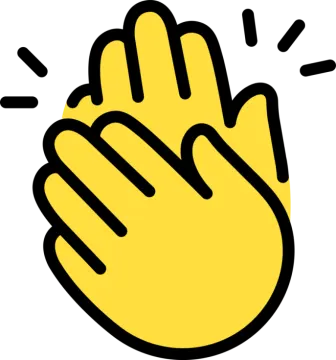 a yellow hand with two fingers in it