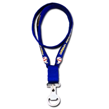 a blue leash with a baseball ball on it