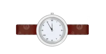 a white watch with red leather band