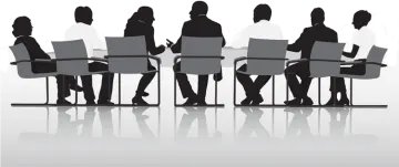 silhouettes of people sitting in chairs with laptops
