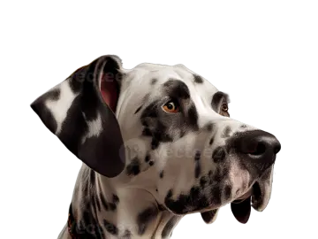 a black and white dog with its mouth open