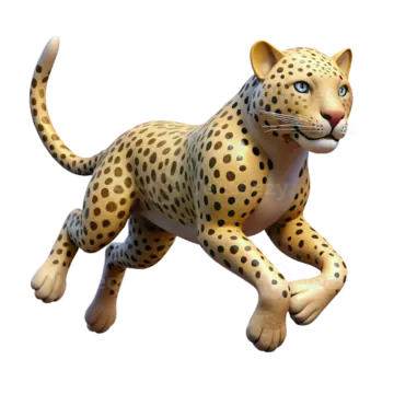 a leopard is running on a white background