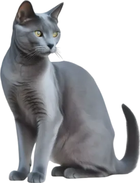 a gray and white cat sitting on the ground