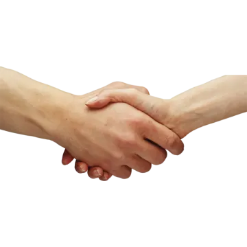 two people shaking hands on a white background