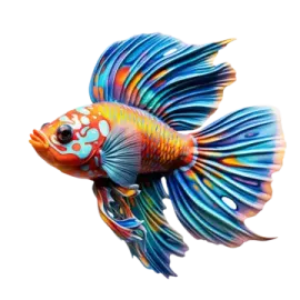 a colorful fish on a white background
