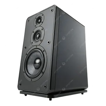 a black speaker on a white background stock photo