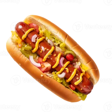 a hot dog on a white background