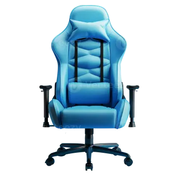 a blue gaming chair on a white background