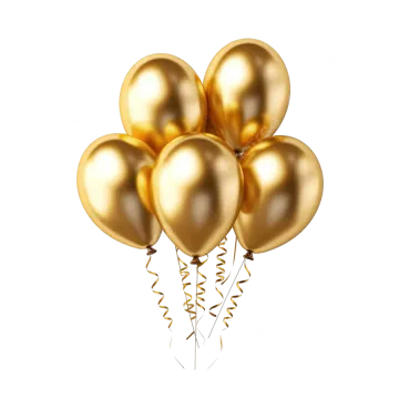a bunch of gold balloons