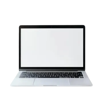 an open laptop computer with a blank screen