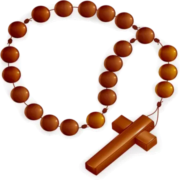 a rosary and a cross on a white background