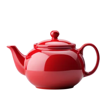 a red teapot on white background