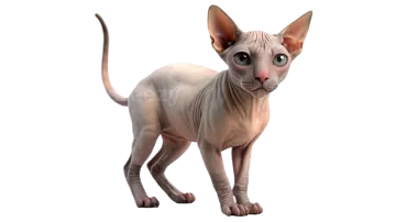 a cat with blue eyes standing on a white background