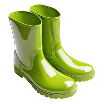 a pair of green rain boots