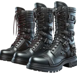 a pair of military boots on a white background