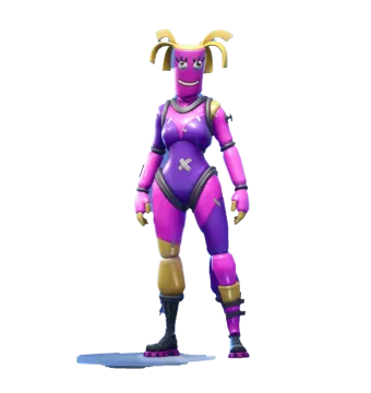 a cartoon character in a purple outfit