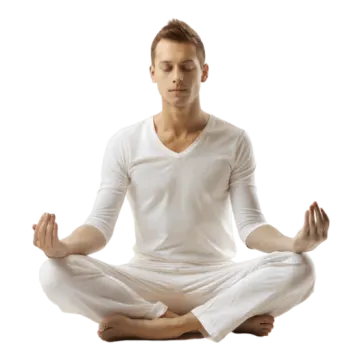 a man sitting in the middle of a yoga pose
