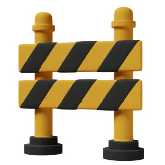 a yellow and black barrier with two black stripes