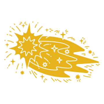 a yellow explosion with stars on it