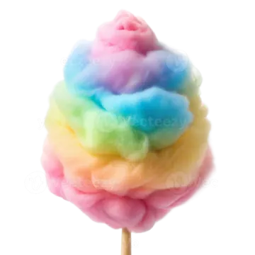a colorful cotton candy on a white background
