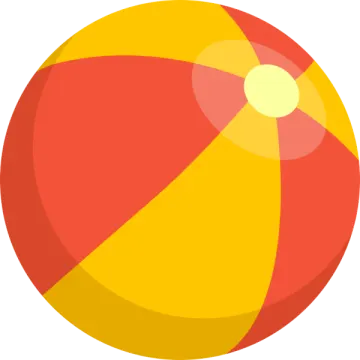 a red and yellow beach ball