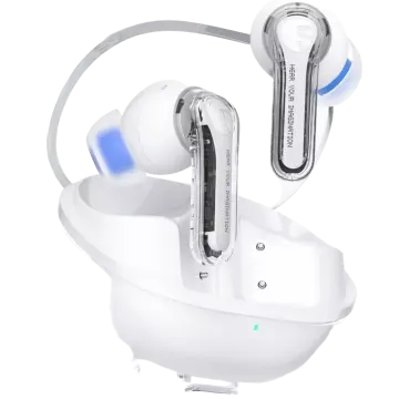 a pair of earphones on a white background