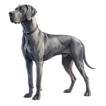 a black and white dog standing on a white background