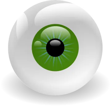 a green eyeball on a white background