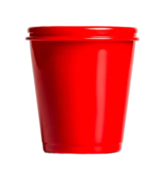 a red plastic cup on a white background