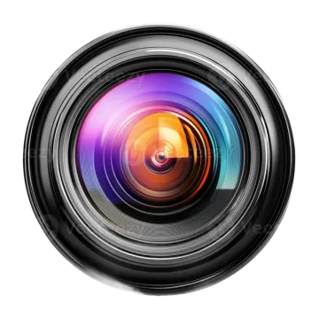 a camera lens on a white background
