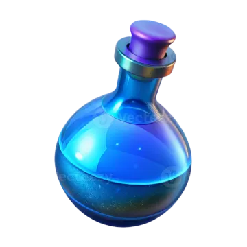 a blue glass bottle with a purple lid