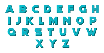 a set of blue plastic alphabet letters