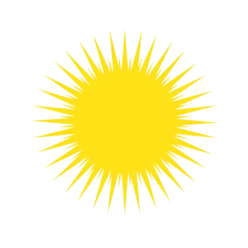 a yellow sun burst on white background