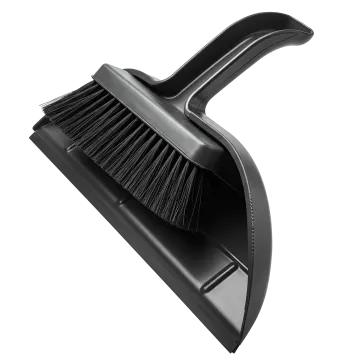a black broom on a white background