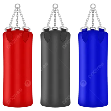 a set of three red, blue and black punching punchings