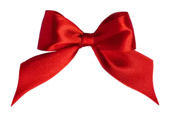 a red bow on a white background