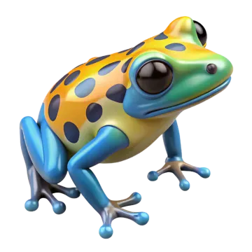 a colorful frog sitting on top of a white surface