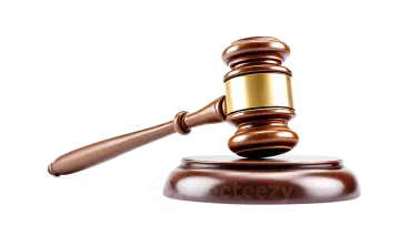 a wooden judge's gavette on a white background