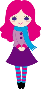 a girl with pink hair and blue scarf